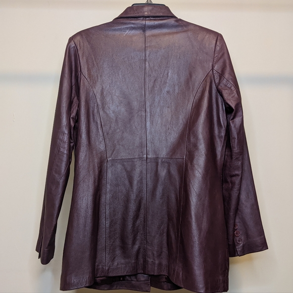 Dialogue Genuine Leather Burgundy Red Jacket Size S Woman - Picture 4 of 14
